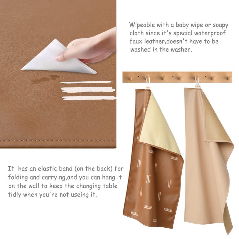 Owlowla Baby Diaper Changing Pad Portable Changing Mat Travel Changing Pad Liner for Baby and Small Toddler(Beige&Brush Strokes) - Image 3